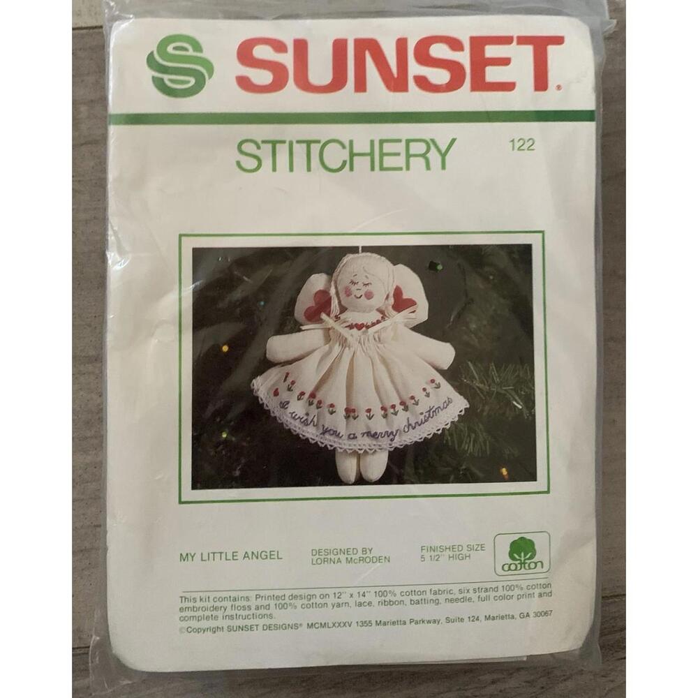 My LIttle Angel Vintage Christmas Ornament Kit Sunset Stitchery #122